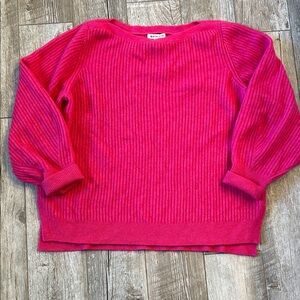 Athleta sz L hot pink cashmere wool boatneck sweater LN